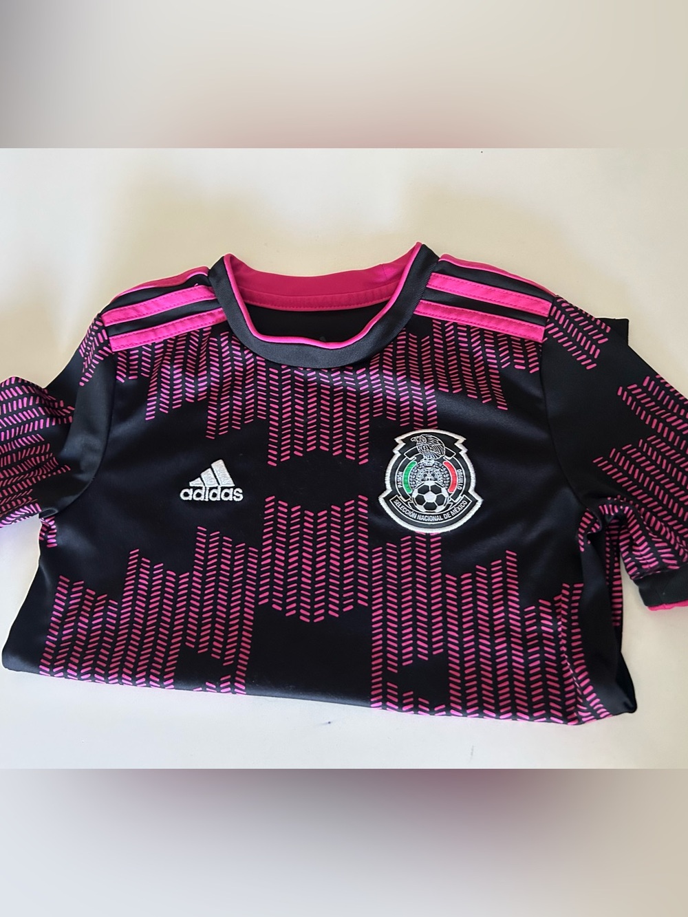 adidas Kids Pink-Trim Black Jersey- AEROREADY
